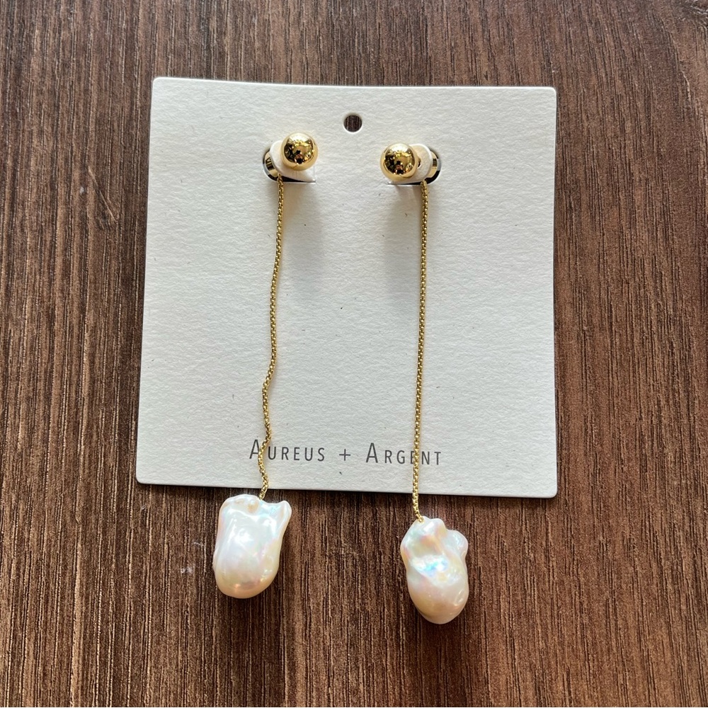 NEW Banana Republic Pearl & Chain Earrings